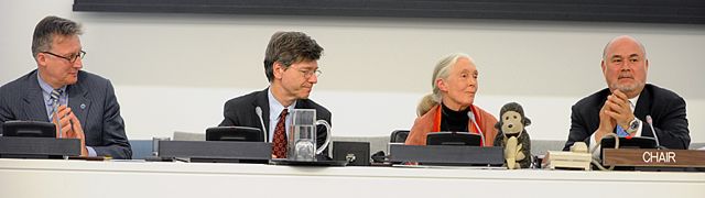 Thomas Steltzer, Jeffrey Sachs and Jane Goodall
