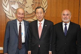 Max Kampelman with Ban Ki-Moon and Jonathan Granoff
